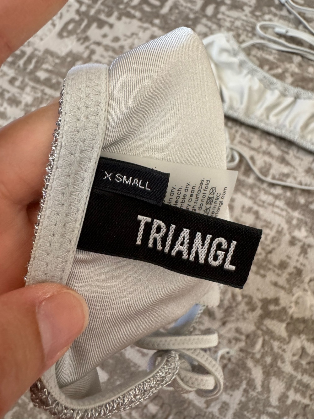 Triangl Silver Shimmery Textured Tie-Side Bikini Set XS - Picture 4 of 5